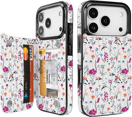 uCOLOR for iPhone 17 Pro Wallet Case with Card Holder PU Leather RFID Blocking Design iPhone 17 Pro flip case for Women Men Magnetic Clasp Kickstand Design 6.3 inch (Enchanted Floral)