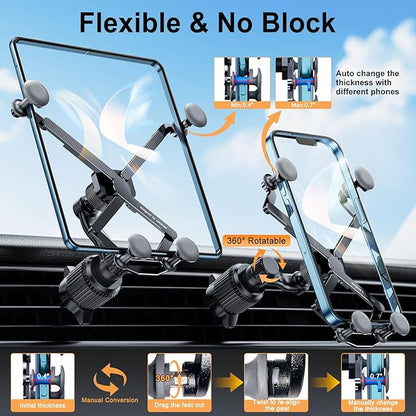 Z Fold 7 6 5 4 3 2 Car Mount Accessories, [2 Forms & Thick Case Friendly] Gravity Cell Phone Holder Mount for Samasung Galaxy Fold 7 6 5 4 3 2 Google Pixel 9 Pro Fold S25 Ultra iPhone 17 16 15