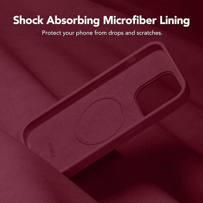 GONEZ for iPhone 14 Pro Max Case Silicone, Compatible with MagSafe, with Screen Protector + Camera Lens Protector, Liquid Silicone Shockproof Protective Phone 14 ProMax Case 6.7", Maroon