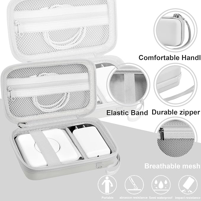 Leayjeen Travel Case Compatible with Hicober 3 in 1 Charging Station/UCOMX Nano Magnetic 2 in 1 Wireless Charger,Foldable Magnetic Charging Station Storage Holder Bag-White(Case Only)