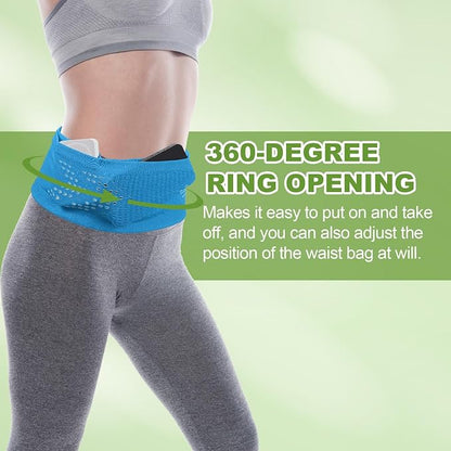 Slim Running Belt, Running Fanny Pack Phone Holder for Women Men Waist Bag Moisture Wicking Storage Belts Bag- Fitting for (Storage Phone-Travel- Sports- Hiking) Blue & S