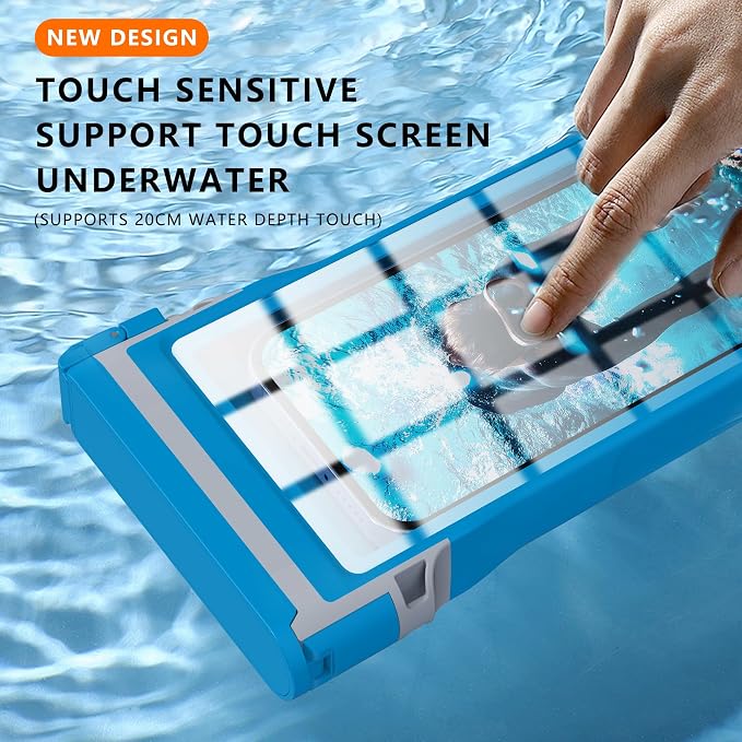 GOLDJU Waterproof Phone Case, Underwater Diving Phone Case for Snorkeling,IPX8 Waterproof Phone Pouch with Lanyard for Apple iPhone，Samsung,and up to 7.0",Beach Cruise Ship Travel Essentials -Blue