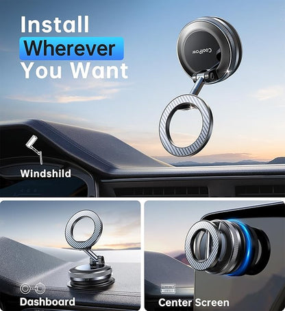 Coolpow【Newest Vacuum Magnetic Phone Holder for Car Phone Holder Mount【Movable Vacuum Suction】 Magsafe Car Mount Cell Phone Holders for Your Car Accessories Interior for Women Men for iPhone 17 16 15