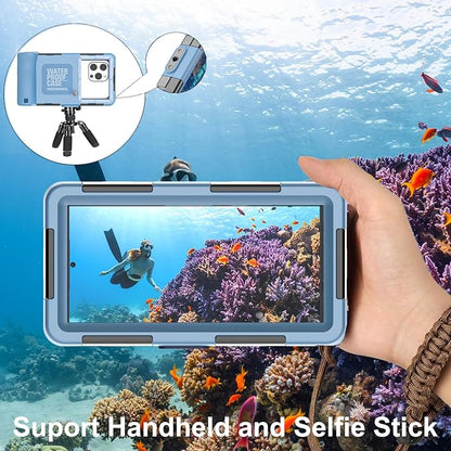 Underwater Snorkeling Diving Phone Case, Waterproof Phone Case for iPhone 16/15/14/13/12/11Pro Max/XR/XS for Samsung Galaxy S24/S23/S22/S21,Universal Scuba Underwater Photo Video Housing(Blue)