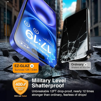 EZ-GLAZ- 4 Pack for iPhone 16 Plus Screen Protector [6.7"] With 2 Pack Camera Lens Protector, 9H+ Hardness 12FT Military Grade Shatterproof Scratch Resistant Durable Tempered Glass Film with Flawless Fit Kit, HD Clear