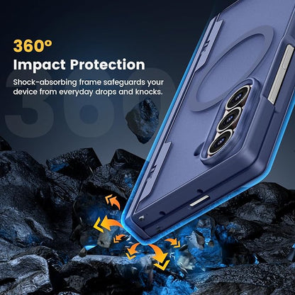 Caka Magnetic for Samsung Galaxy Z Fold 8 Ultra Case with Hinge Protection | Compatible with MagSafe, Built-in Outer Screen Protector, Hinge Guard, Translucent Matte Back, 360° Hybrid Drop Defense