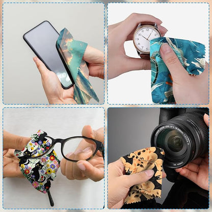 6 PCS Glasses Cleaning Cloth Eyeglass Lens Cleaning Cloth Eyeglasses Wipes Microfiber Reusable Soft for Phone Screens Camera Unisex Women Girls Cute Aesthetic (6.3"x6.3")-Beach Sea Turtle
