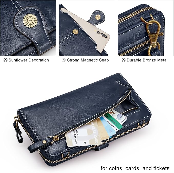 S-ZONE Vegan Leather Crossbody Bags for Women Small Cell Phone Purse RFID Blocking Clutch Purses with 2 Straps