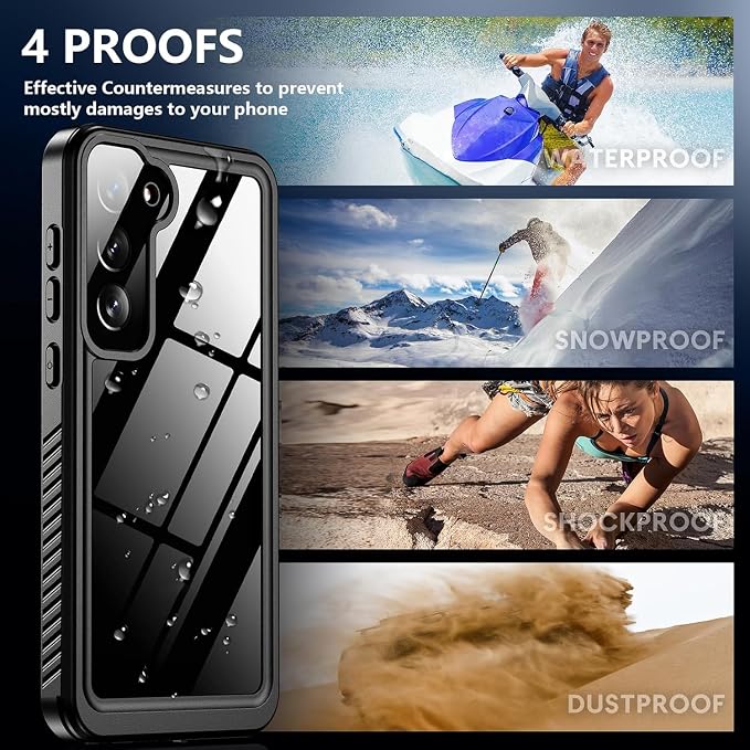 SPIDERCASE Designed for Samsung Galaxy S23 Case Waterproof,Built-in Screen & Camera Lens Protector[IP68 Underwater][Military Grade Shockproof] Full Body Protection Phone Case,Purple/Clear