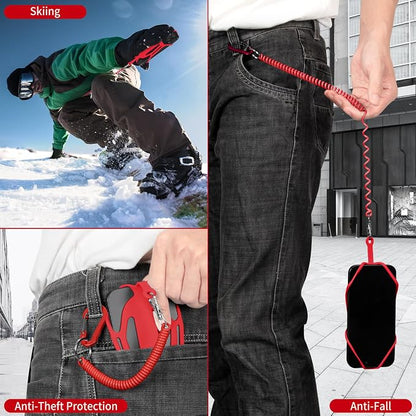 HOTEMIA Silicone Phone Lanyard Holder with Carabiner, Universal Phone Strap,Anti-Theft Phone Case with retractable tether
