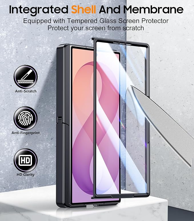 SPIDERCASE Magnetic for Samsung Galaxy Z Fold 8 Ultra Case,Built-in [Screen Protector] [Hinge Protection] [Kickstand] Full Body Protective Phone Case for Z Fold 8 Ultra - Black