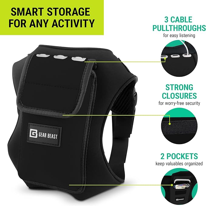 Gear Beast Running Backpack Unisex - Running Vest for Jogging, Hiking and Cycling - Compatible with Most Smartphones, Black