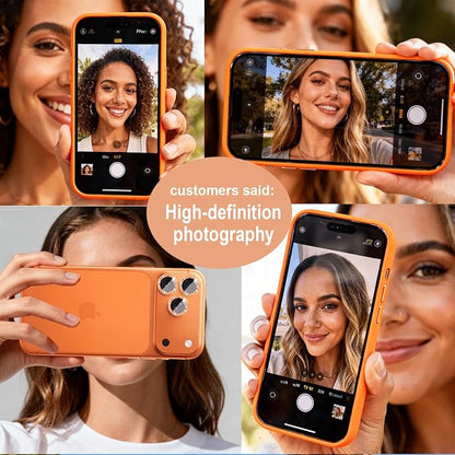 Compatible for iPhone 17/17 Pro/iPhone 17 Pro Max Camera Lens Protector Bling, Cute Sparkle Glitter Camera Cover for Women, Individual Ring, Anti-Scratch (3 Protectors + 1 Extra), Orange
