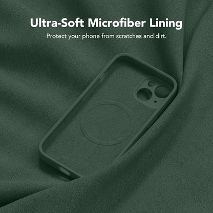 Magnetic for iPhone 15 Case, Compatible with MagSafe, [Screen Protector + Full Camera Protection], Silicone Shockproof Anti-Scratch Protective Phone Case for iPhone 15 6.1", Alpine Green