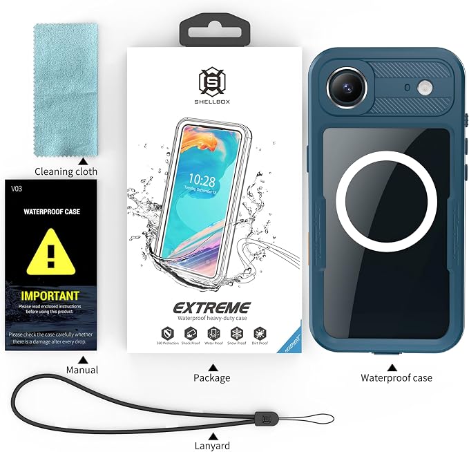 Losin Compatible with iPhone 17 Air Waterproof Case, [Compatible with MagSafe] [Built-in Screen Protector], Full Body Protection Military Grade Shockproof Case, Teal