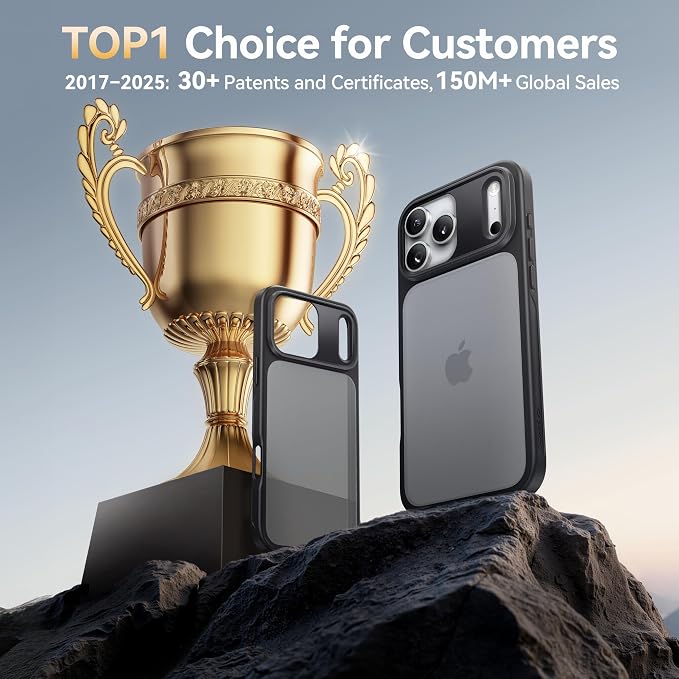 CASEKOO for iPhone 17 Pro Case, [Never Yellow Technology] [Mil-Grade Drop Protection] Translucent Slim Cover Women Men for iPhone 17 Pro Phone Case 6.3 inch, Frosted Black