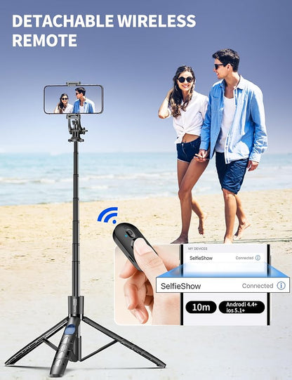 Aluminum 71" Phone Tripod, Travel Tripods for iPhone with Remote, Extendable Cell Phone Selfie Stick Tripod Stand Compatible with iPhone 17/16/15/14/13/Android/Camera
