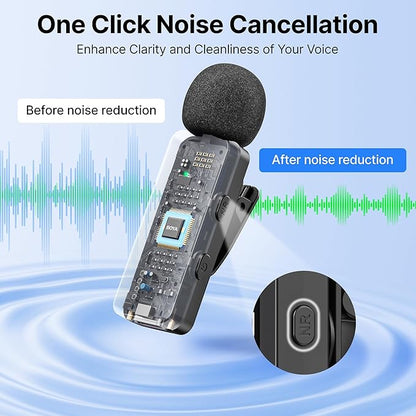 BOYA BY-V3 Combo Wireless Microphone for iPhone Android Smartphone,100M Los Range,36H Duration,Noise Cancellation,Plug&Play Lavalier Lapel Mics for Vlogging Interview 2-in-1 Charging Case(2TX+2RX)