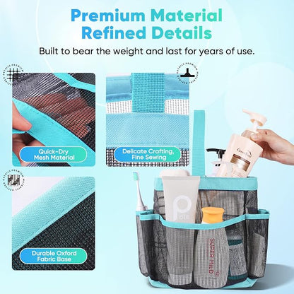 EUDELE Mesh Shower Caddy Portable for College Dorm Room Essentials,Shower Caddy Dorm with 8-Pocket Large Capacity for Beach,Swimming,Gym,Travel essentials