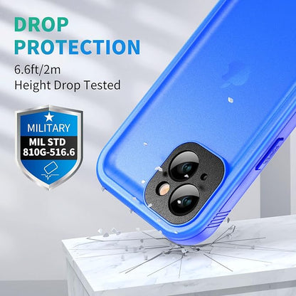 SPORTLINK for iPhone 14 Waterproof Case - Built-in Shockproof Dustproof Screen Protector - Heavy Duty Dropproof/Full Body 360 Protection/Cover for iPhone 14 6.1 Inch Blue