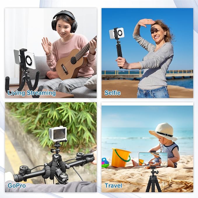 UTEBIT Flexible Phone Tripod Premium Portable Phone Mini Tripod Desk Stand Compatible with iPhone Samsung Go Pro, Small Digital Camera, for Video Recording/Vlogging/Travel Photography, Black