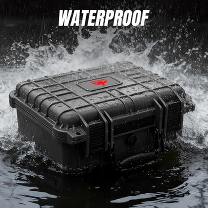 Jack Boss 13.6X11.4X6 Inch Hard Case, Portable Weather Waterproof Protective Camera Case with Customizable Foam, Foam Case Fit Use of Drones, Camera, Equipments, Black,upgraded