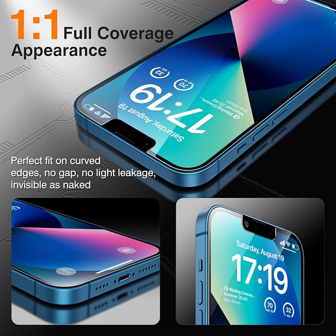 EZ-GLAZ- 4 Pack for iPhone 13 Privacy Screen Protector[6.1"] With 2 Pack Camera Lens Protector, [Drop Protection] 9H Hardness Full Coverage Anti-Spy Tempered Glass Film, Easy to install | True 28°Anti Spy, Glass Privacy Screen, Tempered, Longest Durable