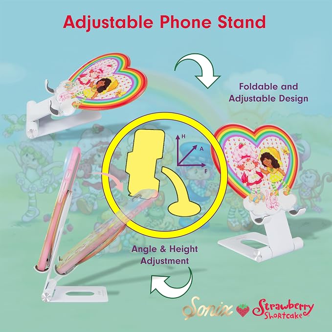 Sonix Character Phone Stand | Adjustable Cell Phone Holder, Desk Stand, Dock | Strawberry Shortcake x Orange Blossom