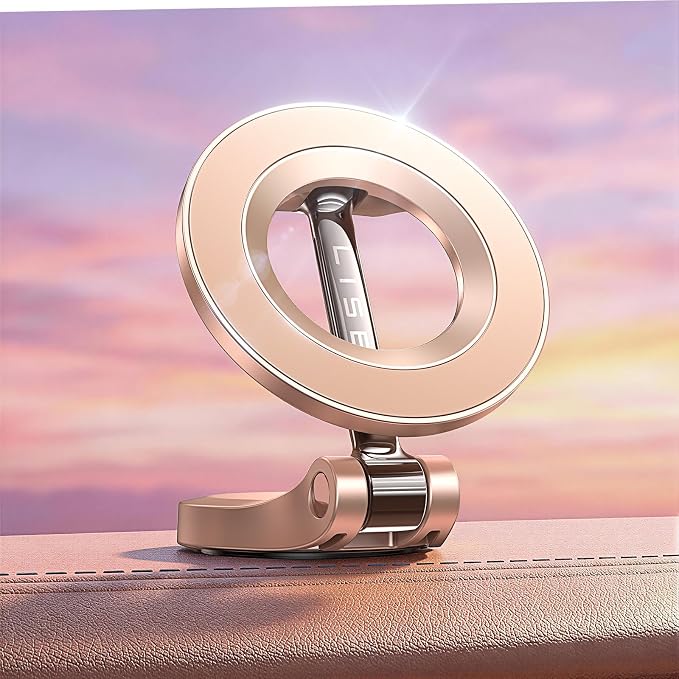 LISEN for iPhone MagSafe Car Mount, [Girls Recommend] Ultra Magnetic Phone Holder for Car Universal 360 Dashboard Phone Holde Magsafe Accessories for iPhone17 Pro Max Air 16 15 14 13 12 Rose Gold