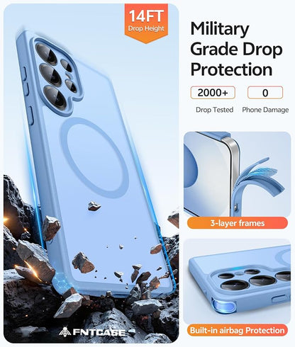 FNTCASE for Samsung Galaxy S25 Ultra Case, Compatible with Magsafe | Screen Protector, Full Camera Protection, Translucent Matte, 14FT Military Grade Drop Proof, Protective Phone Cover