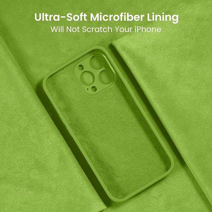 FireNova Designed for iPhone 15 Pro Max Case, Silicone Upgraded [Camera Protection] Phone Case with [2 Screen Protectors], Soft Anti-Scratch Microfiber Lining Inside, 6.7 inch, Sprout Green