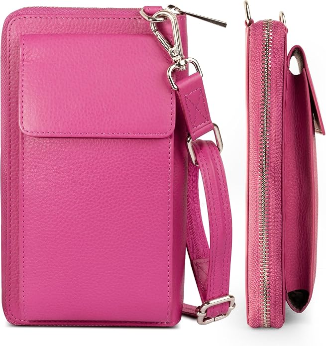 BULL GUARD Crossbody Leather Wallet Phone Purse, Anti Theft and RFID Blocking, Elegant Design for Travel