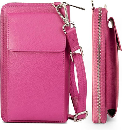 BULL GUARD Crossbody Leather Wallet Phone Purse, Anti Theft and RFID Blocking, Elegant Design for Travel