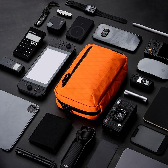 ALPAKA Elements Tech Case Tech Pouch 2.1L Cable Bag Hot Orange X-Pac RVX21 | Weatherproof Fabric, YKK Aquaguard Zipper, Detachable Shoulder Strap, Ideal for Electronics & Accessories, Daily Work Travel