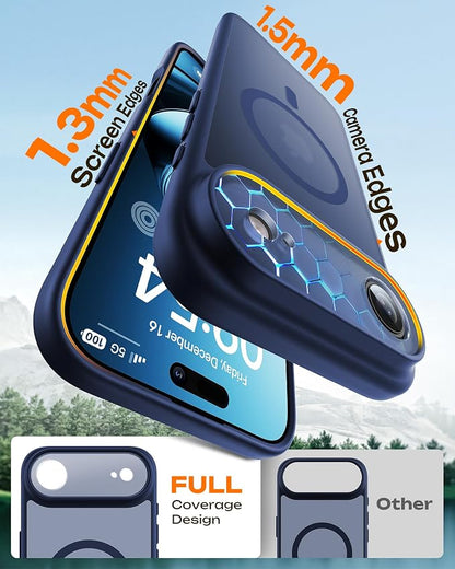TOCOL for iPhone Air Case, Compatible with Magsafe Charger, Full Camera Protection, Drop Protection, Translucent Matte Phone Case for iPhone 17 Air 6.5 inch (Dark Blue)