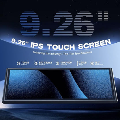 9.26" Carplay Screen for Car, Wireless Portable Car Play Screen for Apple CarPlay & Android Auto, OTA Updates, Backup Camera, Bluetooth 5.0, Mirror Link, Voice Control, GPS Navigation, FM