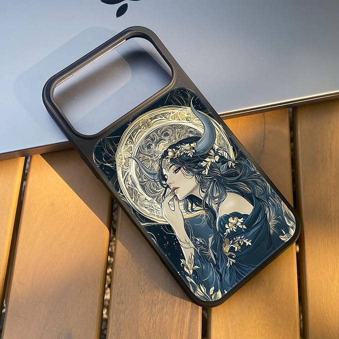 Constellation Series - Taurus Designs Magnetic for iPhone 17 pro Case, Tarot Style Model Glass Phone Cover, Compatible with Magsafe - fits iPhone 17 pro Case for Women