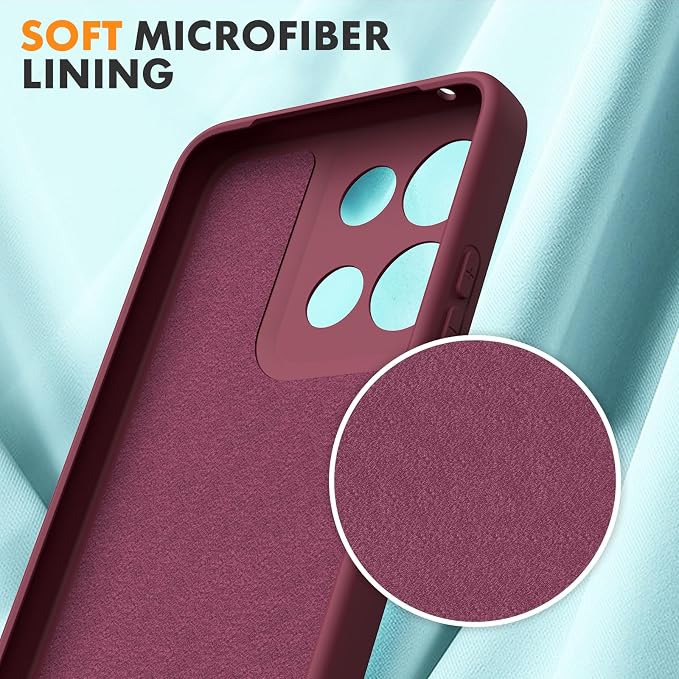 for Motorola Moto G 2025 Case, 2 Pack Tempered Glass Screen Protectors, Soft TPU Liquid Silicone Shockproof Gel Case-Burgundy