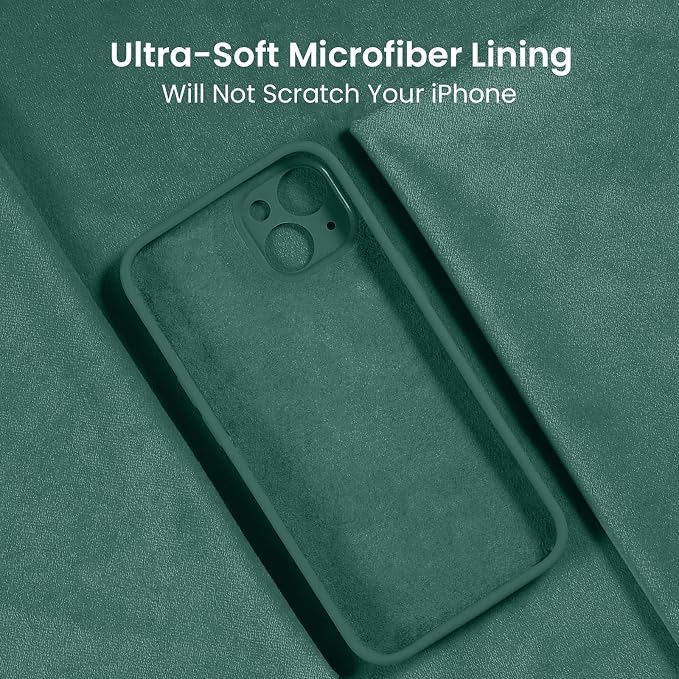 FireNova Designed for iPhone 15 Plus Case, Silicone [Camera Protection] Case, Soft Anti-Scratch Microfiber Lining Inside, 6.7 inch, Midnight Green