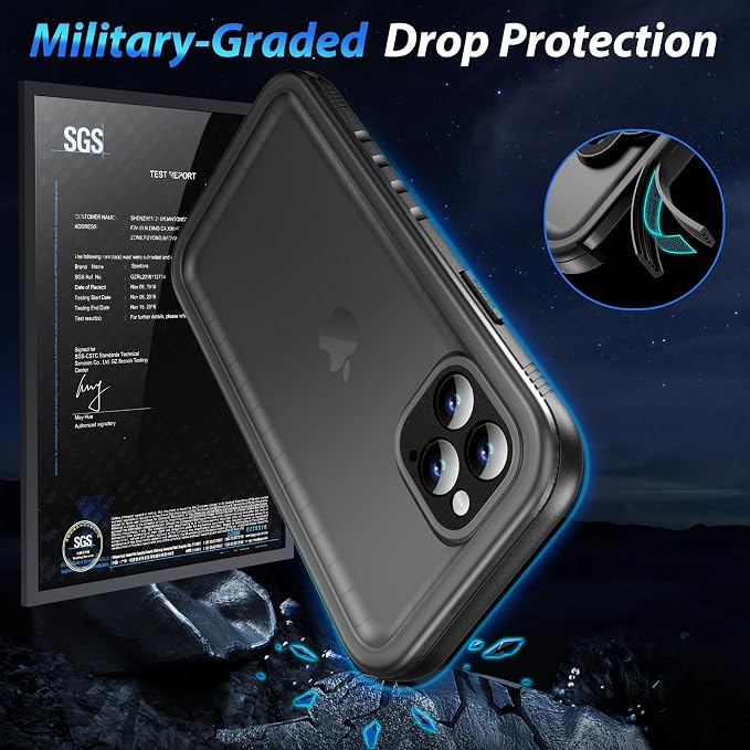 SPORTLINK for iPhone 12 Pro Max Case - IP68 Waterproof Military Protective Full Body Heavy Duty Shockproof 360 Sealed Dustproof with Camera Screen Protector Cover for i Phone 12 Pro Max 6.7" Black