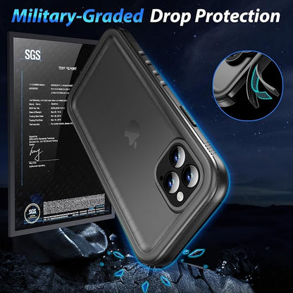 SPORTLINK for iPhone 12 Pro Max Case - IP68 Waterproof Military Protective Full Body Heavy Duty Shockproof 360 Sealed Dustproof with Camera Screen Protector Cover for i Phone 12 Pro Max 6.7" Black
