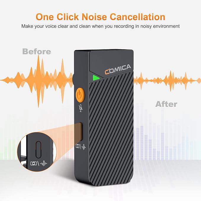 COMICA Vimo C2 Wireless Lavalier Microphone, 2.4G Dual Transmitter Noise Cancellation, 8HR 656FT Wireless Mic for YouTube Video Recording Online Class Live-Stream Vlog on Camera Smartphone PC