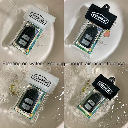 DRIPAC Waterproof Car Key FOB Case Waterproof Wallet Waterproof Holder Pouch For Key ID Badge Credit Card Money（Black+White）