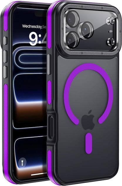 Strong Magnetic for iPhone 17 Pro case with camera lens protector [10Ft Military-Grade Protection] Compatible with fit MagSafe Shockproof Slim Thin Cover case for iPhone 17 Pro 6.3 inch, Purple