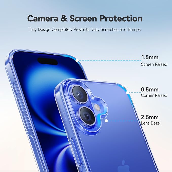 CASEKOO for iPhone 16 Plus Case Crystal Clear, [12FT Military-Grade Protection][Never Yellow Technology] Transparent Slim Cover Women Men for iPhone 16 Plus Phone Case 6.7 inch, Clear