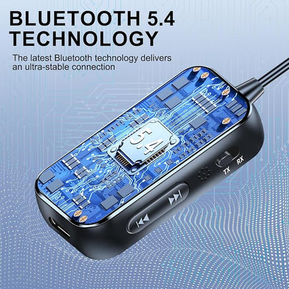 Bluetooth 5.4 Transmitter Receiver, 2-in-1 Wierless Audio Adapter with 3.5mm Aux Jack for TV, PC,Airplane, Cars, Home Stereo|HD Audio&Low Latency | Handsfree Calls |15H Battery Life
