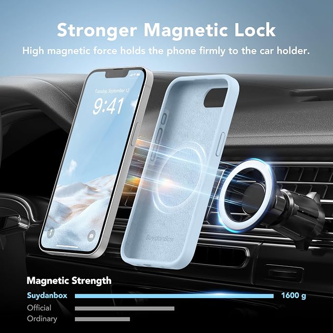 Magnetic for iPhone 17e/iPhone 16e Case, Compatible with MagSafe, [Soft Anti-Scratch Microfiber Lining] Slim Silicone Shockproof Protective Phone Case for iPhone 17e/16e 6.1", Light Blue