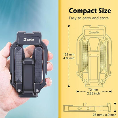 Zeadio Aluminum Smartphone Stabilizer Grip, Foldable Cellphone Video Rig, Filmmaking Vlogging Case, Phone Stabilizer Tripod Mount for All iPhone and Android Smartphones