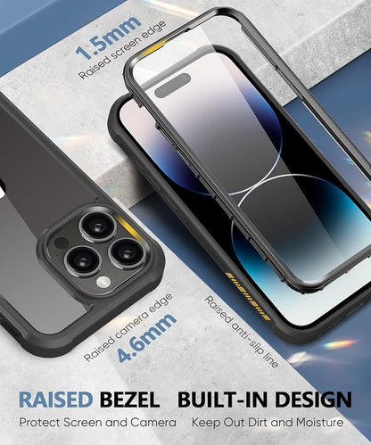 Compatible with iPhone 15 Pro Max Case, Built-in Screen Protector, with Camera Lens Protector, Anti-Yellowing Full Body Phone Case, Shockproof Protective Cover for 15 ProMax 6.7" (Black)