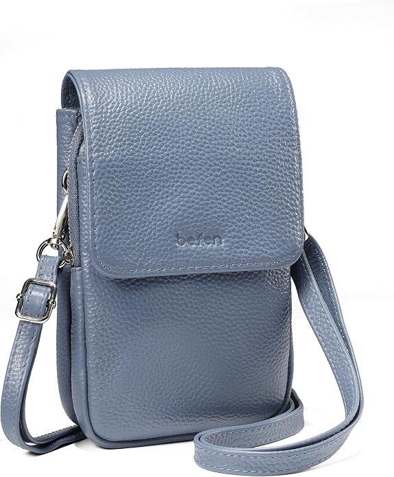 befen Genuine Leather Small Crossbody Bags for Women, Cell Phone Cross body Purse Bag with RFID Blocking Card Slots